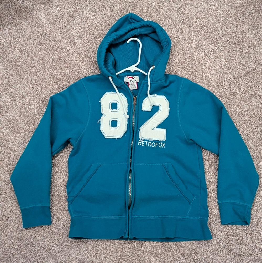 Blue Y2K RetroFox number hoodie